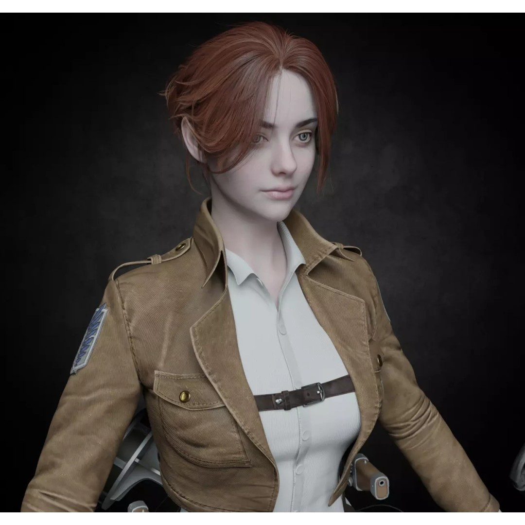 Female 3D Model – Attack on Titan Rigged Character, PBR 8K - View 10