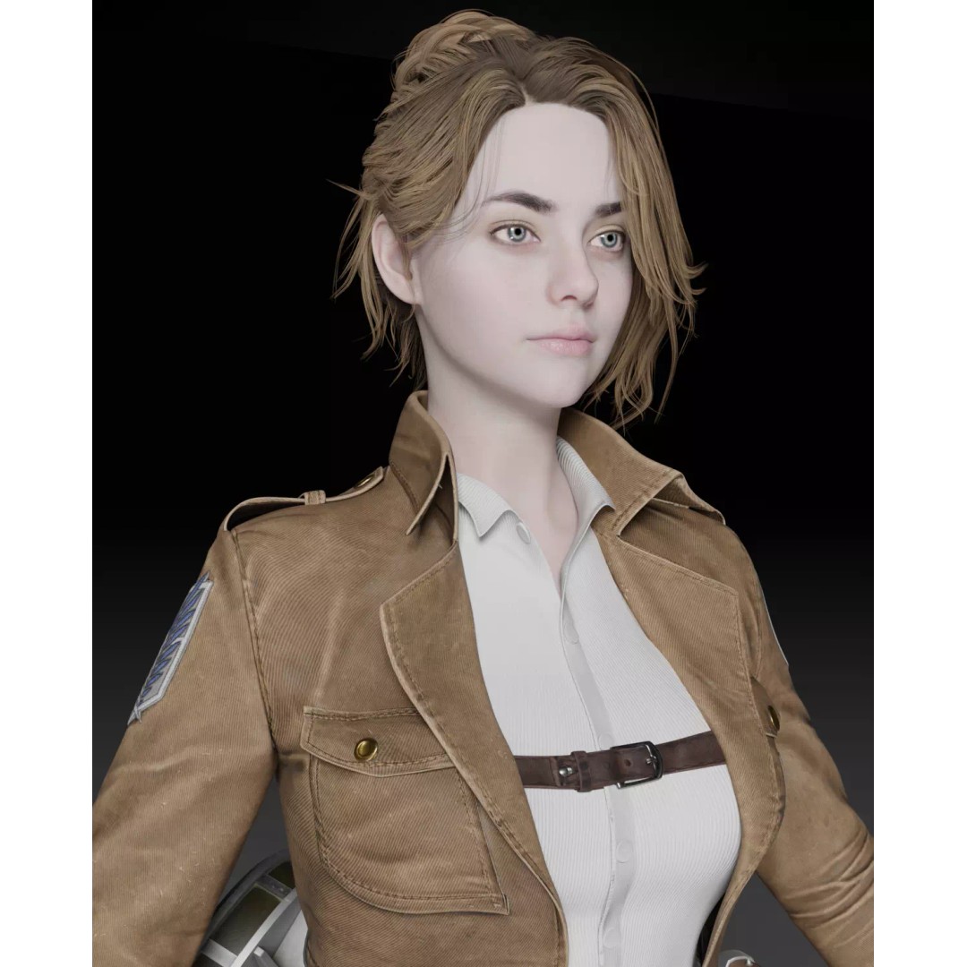 Female 3D Model – Attack on Titan Rigged Character, PBR 8K - View 12