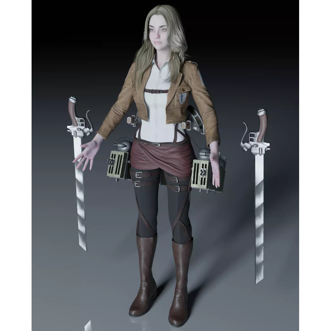 Female 3D Model – Attack on Titan Rigged Character, PBR 8K - View 18