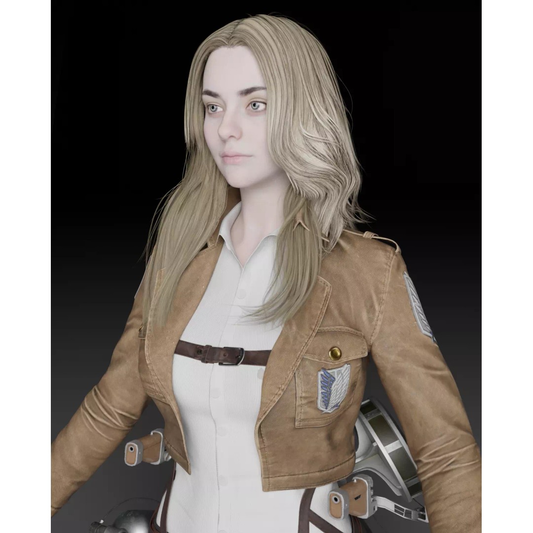 Female 3D Model – Attack on Titan Rigged Character, PBR 8K - View 21