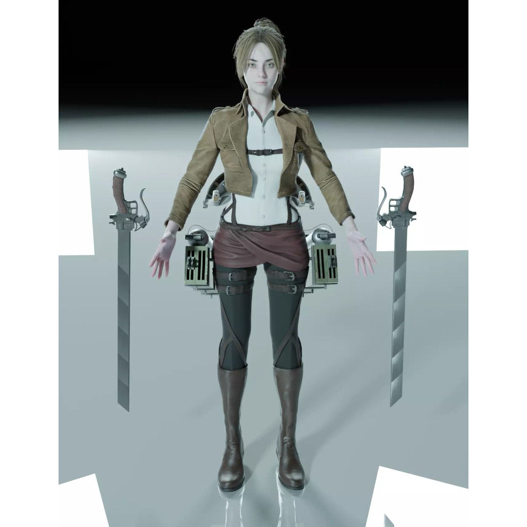 Female 3D Model – Attack on Titan Rigged Character, PBR 8K - View 22