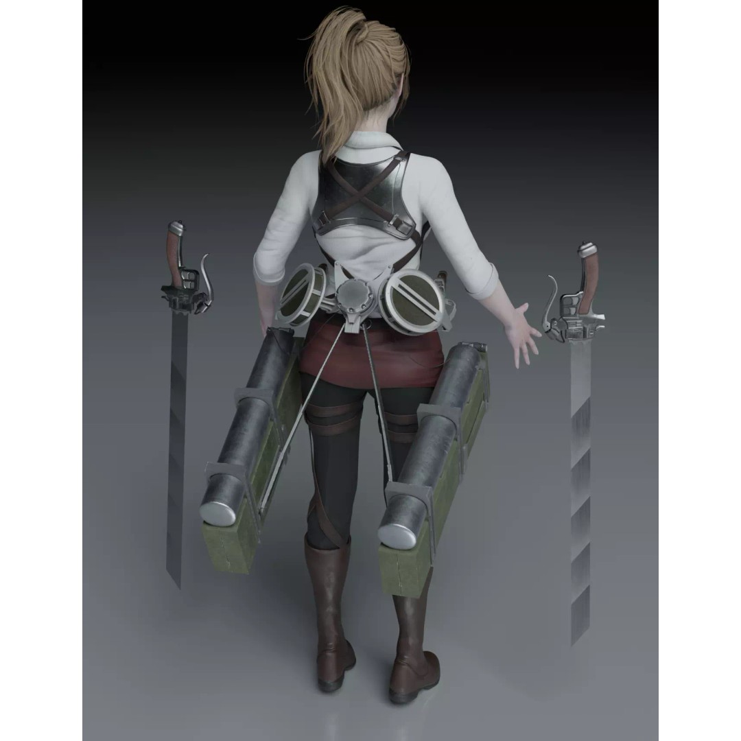 Female 3D Model – Attack on Titan Rigged Character, PBR 8K - View 27