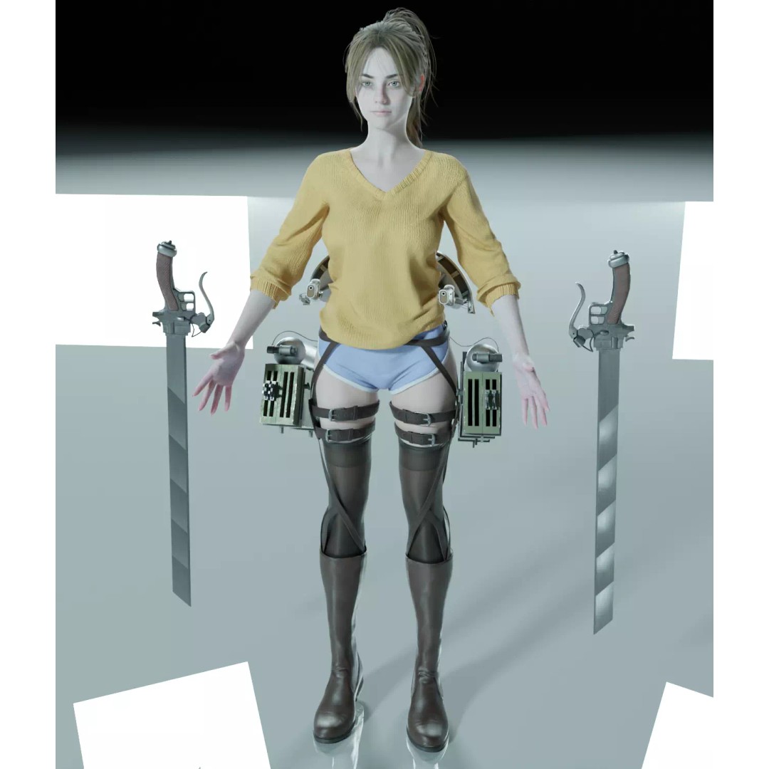 Female 3D Model – Attack on Titan Rigged Character, PBR 8K - View 28