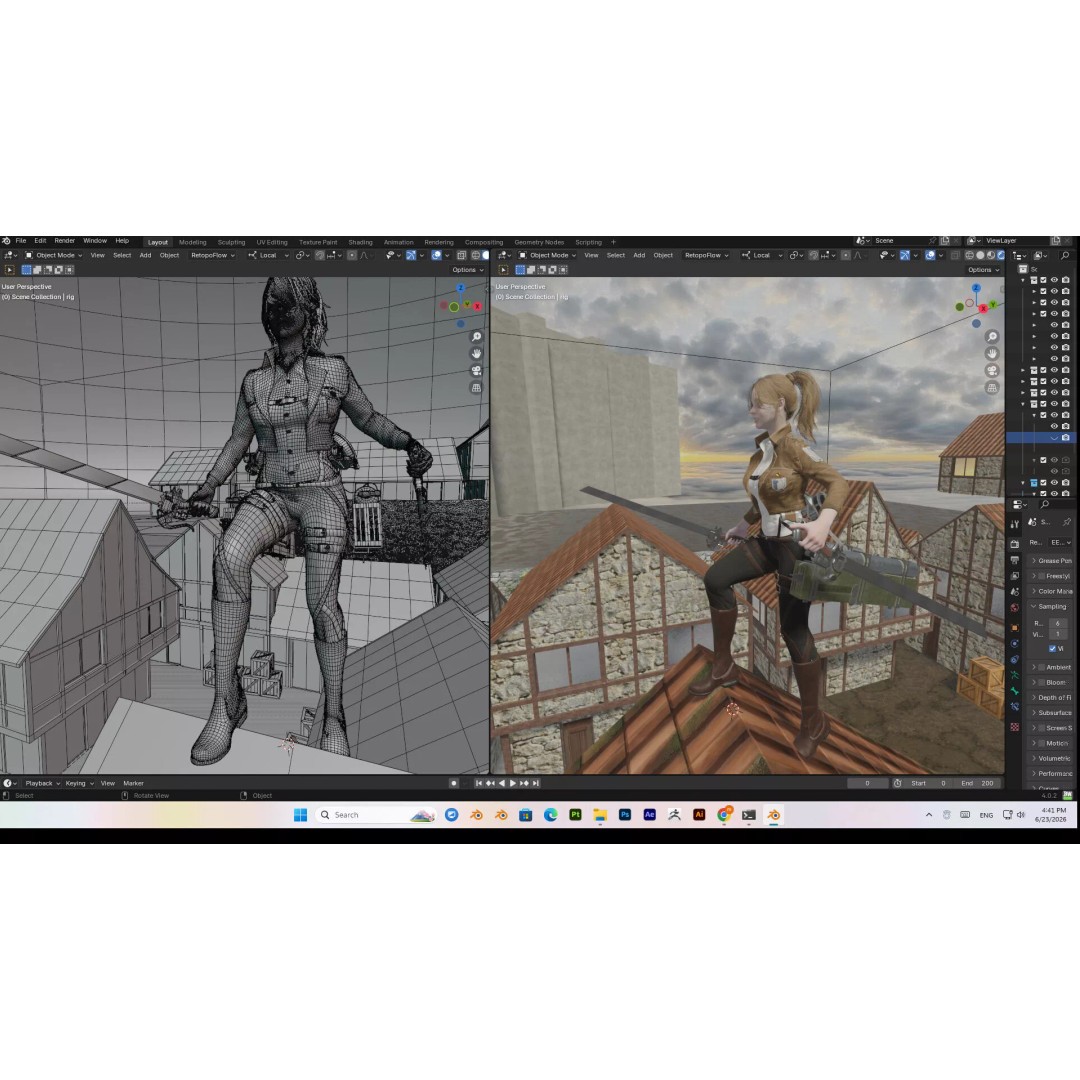Female 3D Model – Attack on Titan Rigged Character, PBR 8K - View 3