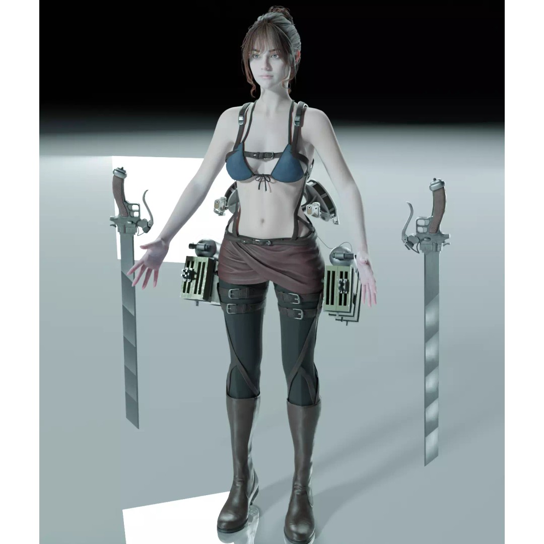 Female 3D Model – Attack on Titan Rigged Character, PBR 8K - View 30