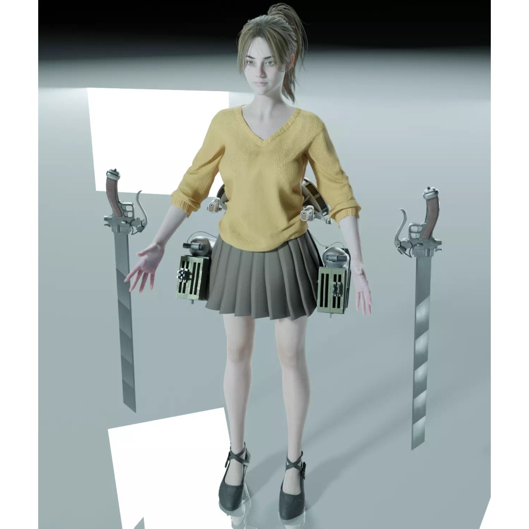 Female 3D Model – Attack on Titan Rigged Character, PBR 8K - View 31