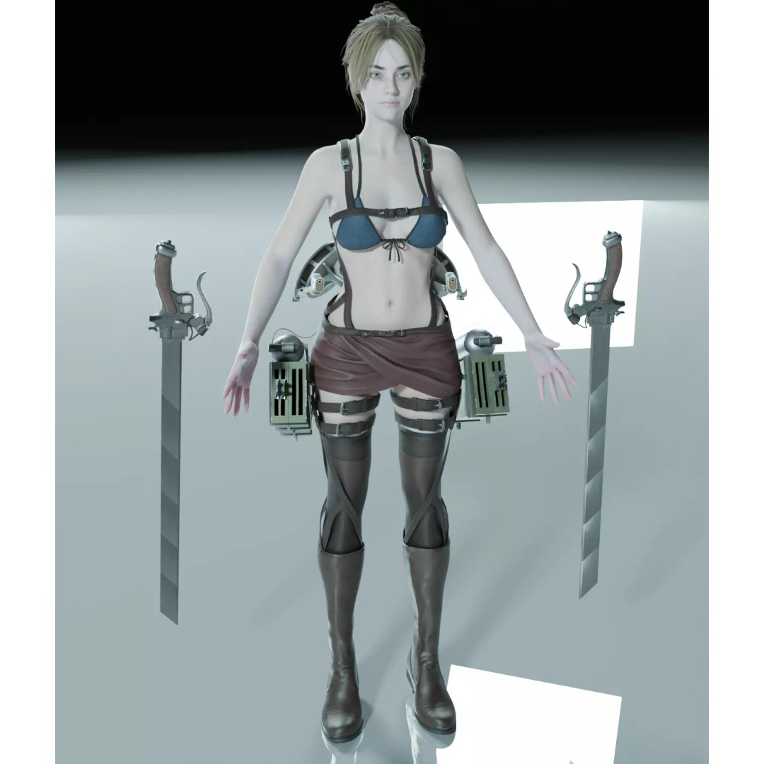 Female 3D Model – Attack on Titan Rigged Character, PBR 8K - View 32