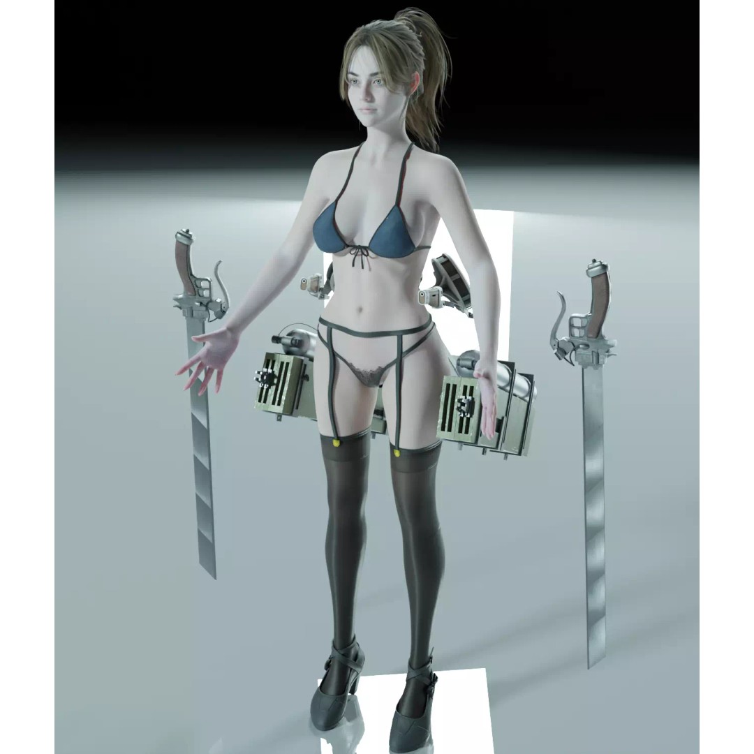 Female 3D Model – Attack on Titan Rigged Character, PBR 8K - View 33