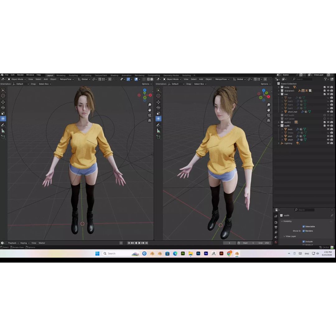 Female 3D Model – Attack on Titan Rigged Character, PBR 8K - View 42