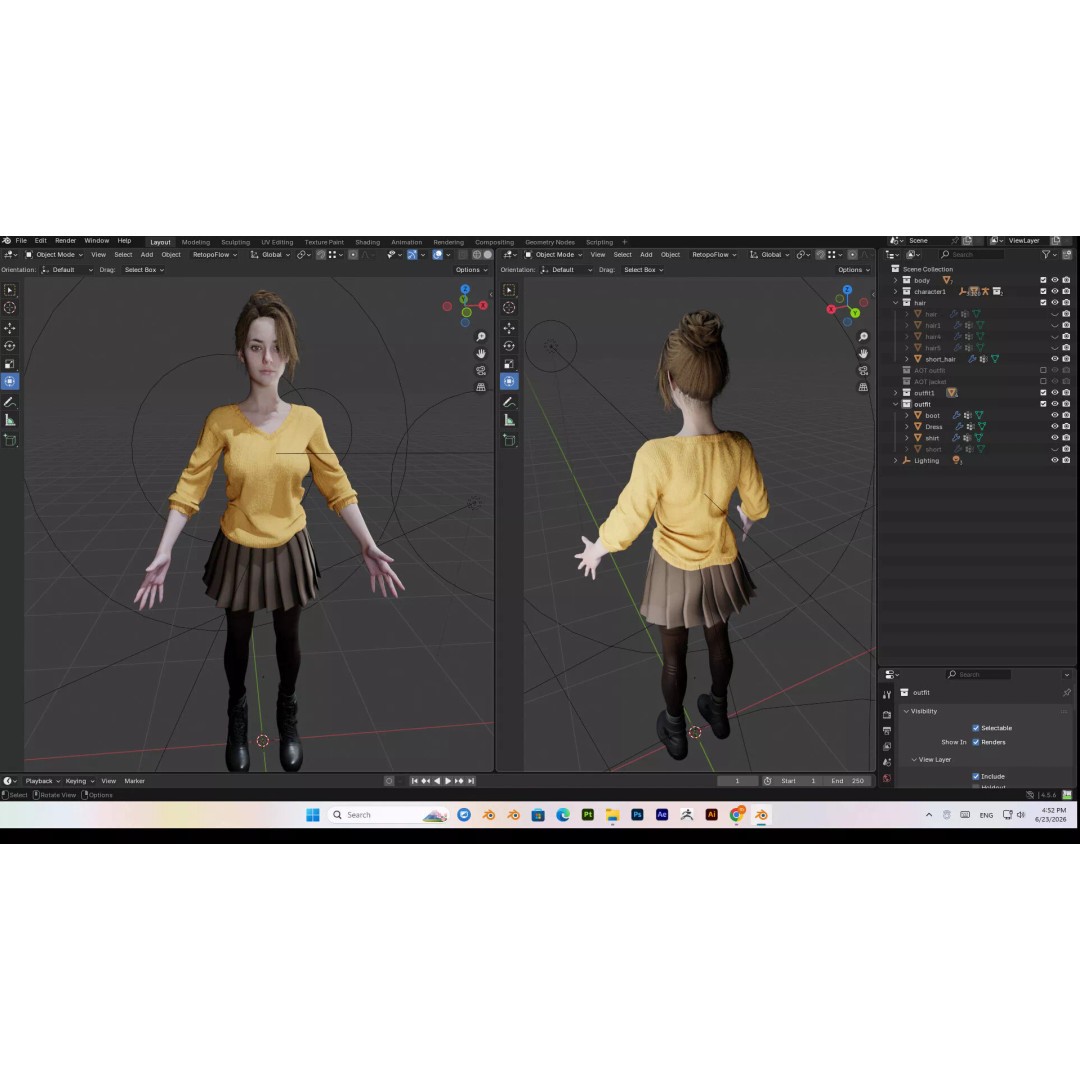 Female 3D Model – Attack on Titan Rigged Character, PBR 8K - View 44