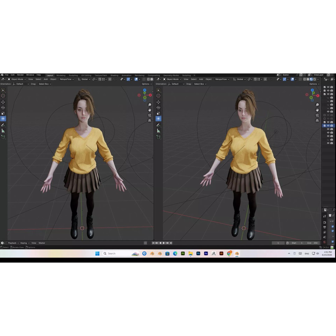 Female 3D Model – Attack on Titan Rigged Character, PBR 8K - View 45