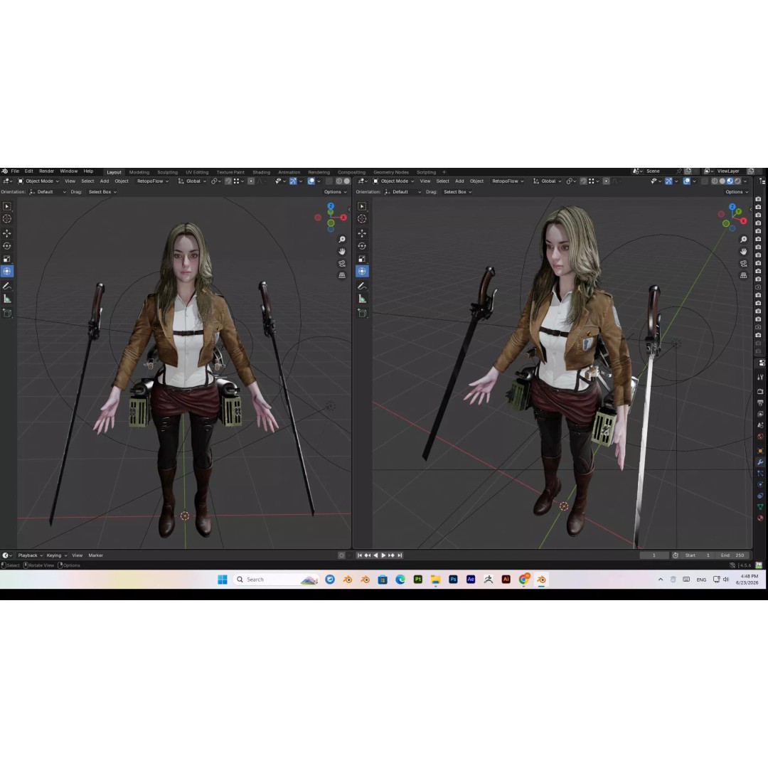 Female 3D Model – Attack on Titan Rigged Character, PBR 8K - View 47