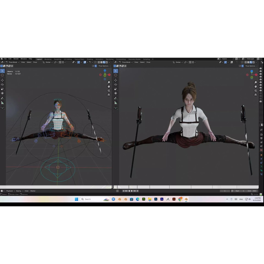 Female 3D Model – Attack on Titan Rigged Character, PBR 8K - View 48