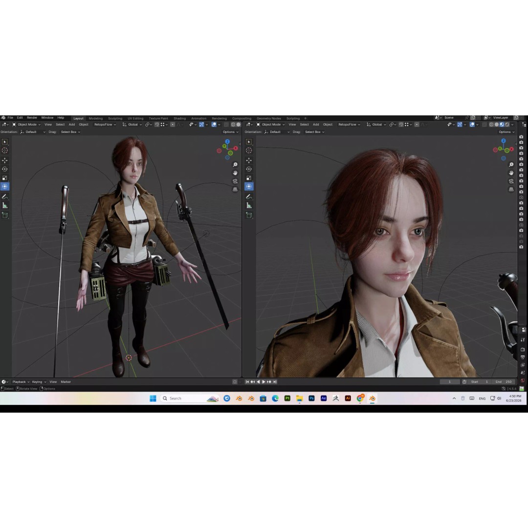 Female 3D Model – Attack on Titan Rigged Character, PBR 8K - View 50