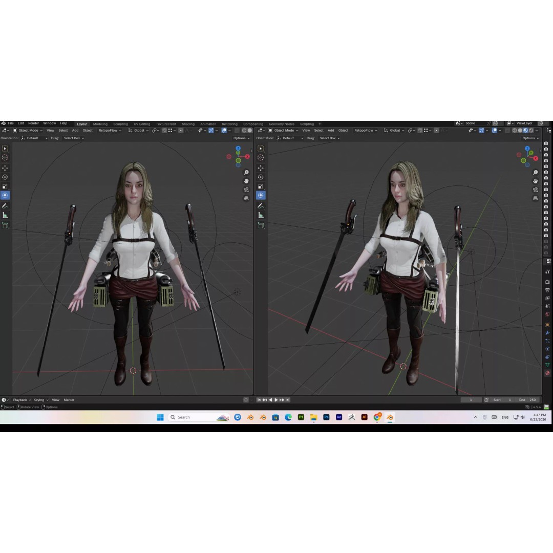 Female 3D Model – Attack on Titan Rigged Character, PBR 8K - View 51