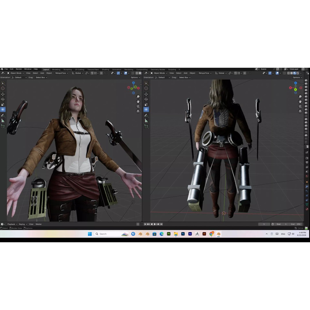 Female 3D Model – Attack on Titan Rigged Character, PBR 8K - View 53