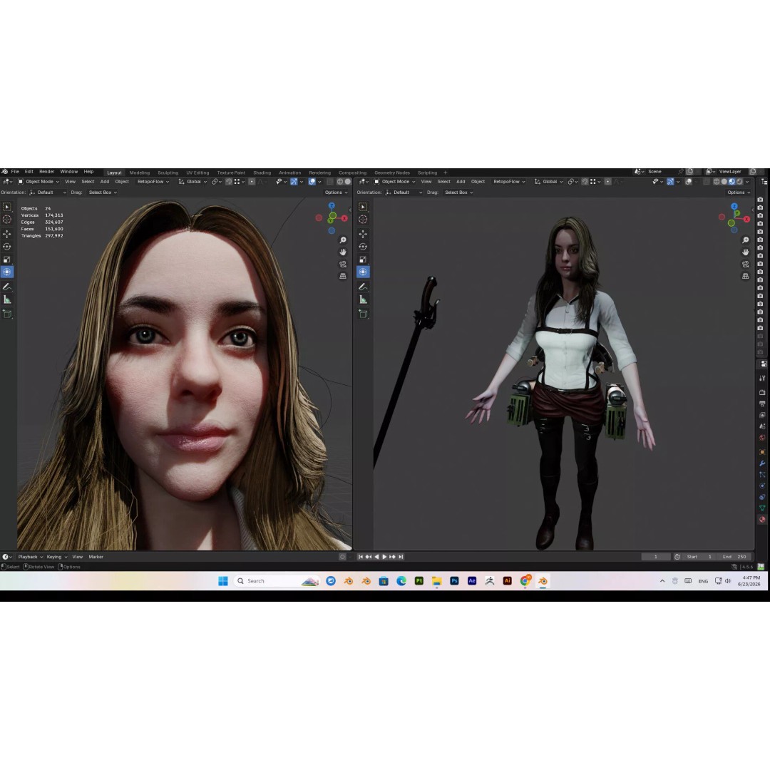 Female 3D Model – Attack on Titan Rigged Character, PBR 8K - View 54