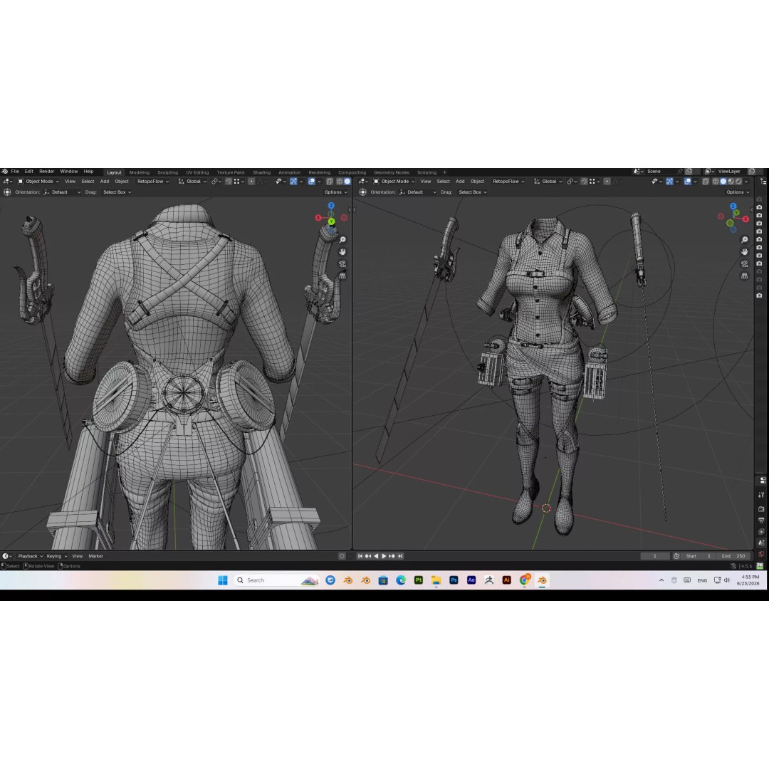 Female 3D Model – Attack on Titan Rigged Character, PBR 8K - View 55