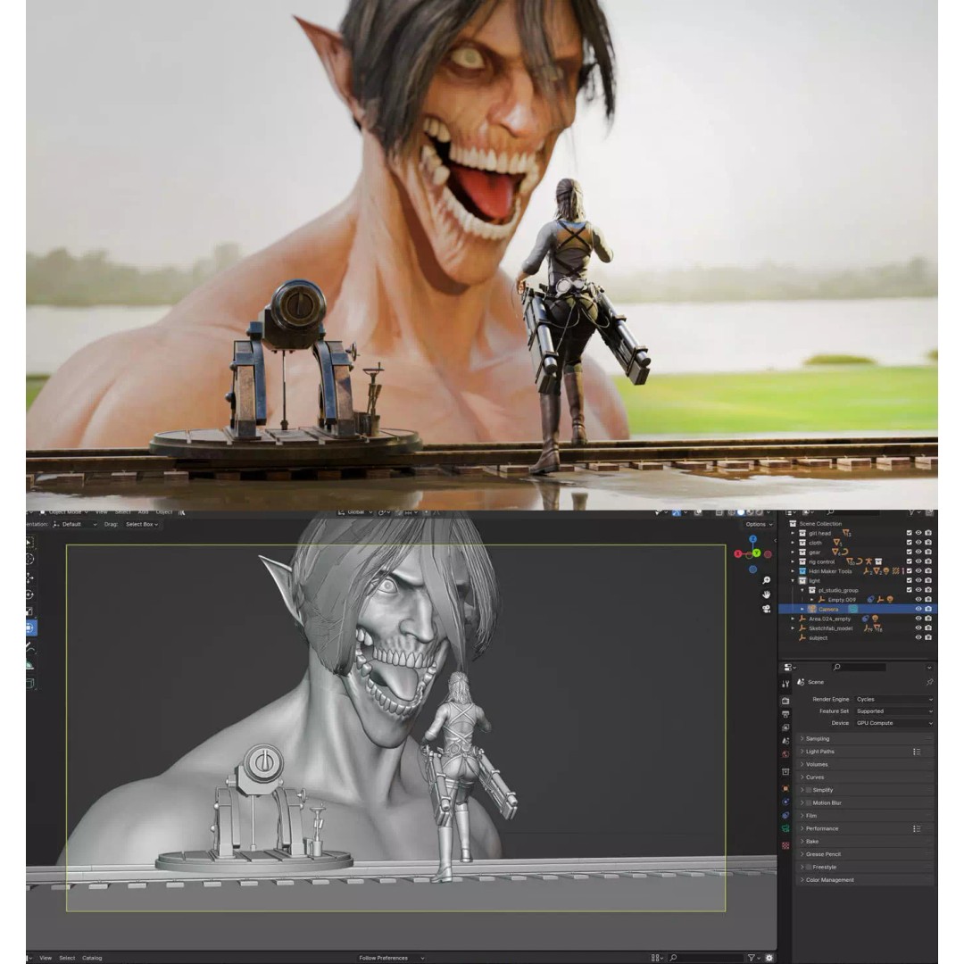 Female 3D Model – Attack on Titan Rigged Character, PBR 8K - View 6