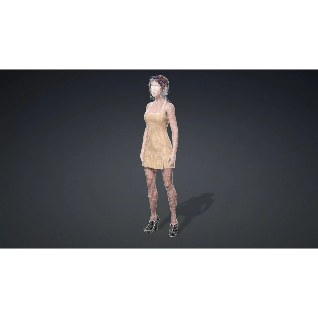 Stylized Girl Character 3D Model – Rigged PBR Asset for Animation