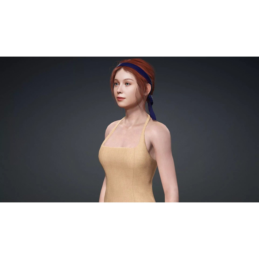 Stylized Girl Character 3D Model – Rigged PBR Asset for Animation - View 10
