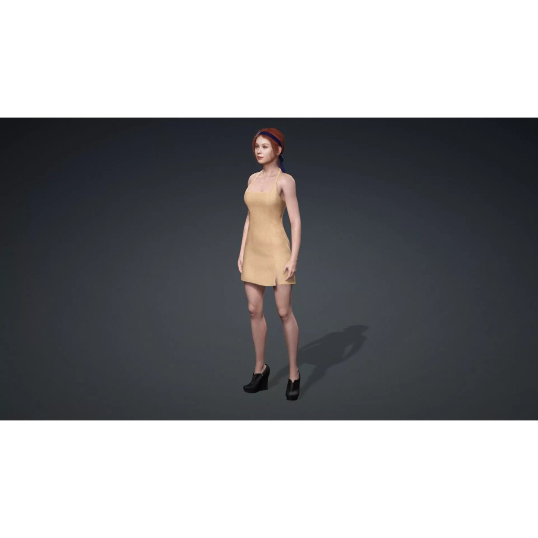 Stylized Girl Character 3D Model – Rigged PBR Asset for Animation - View 12