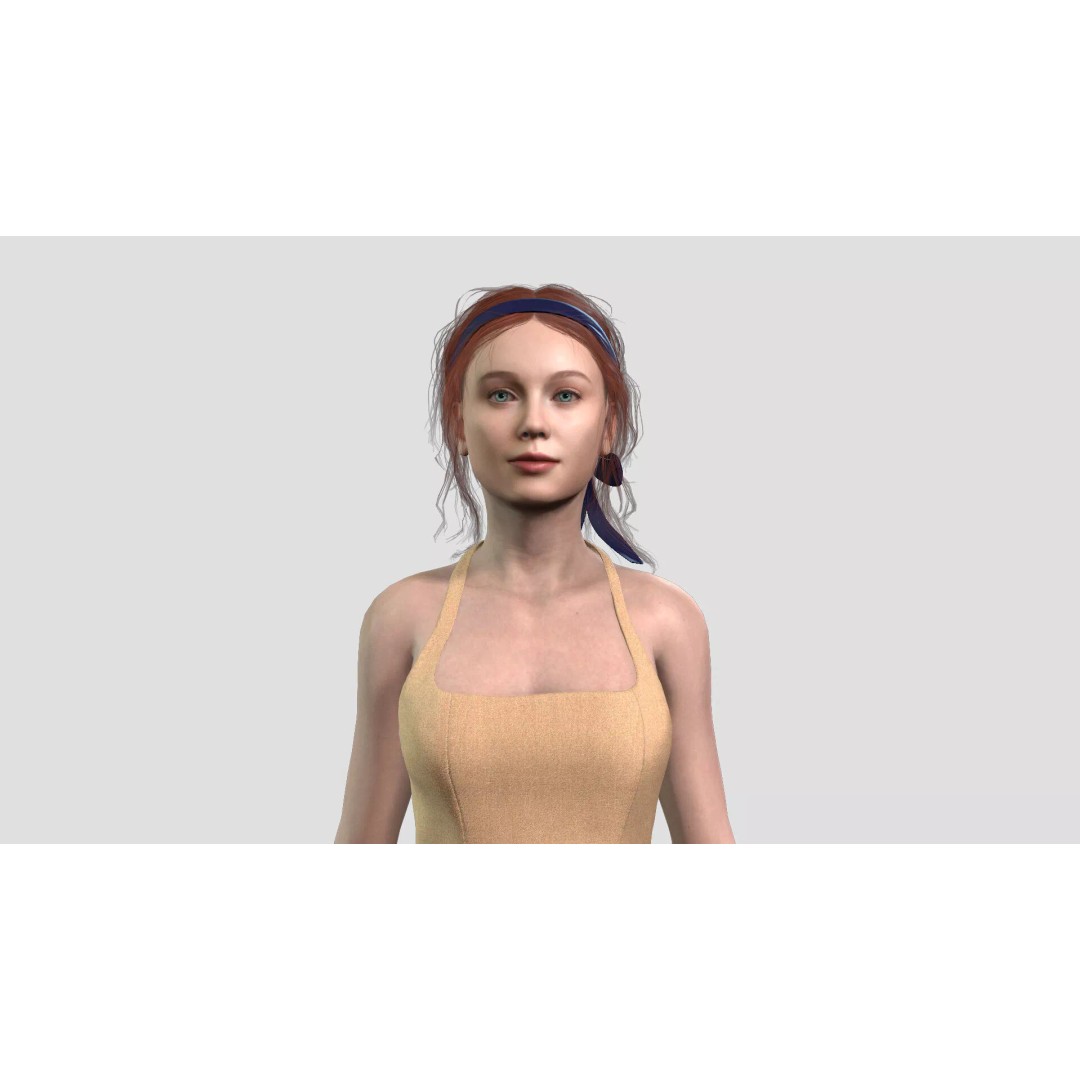 Stylized Girl Character 3D Model – Rigged PBR Asset for Animation - View 2