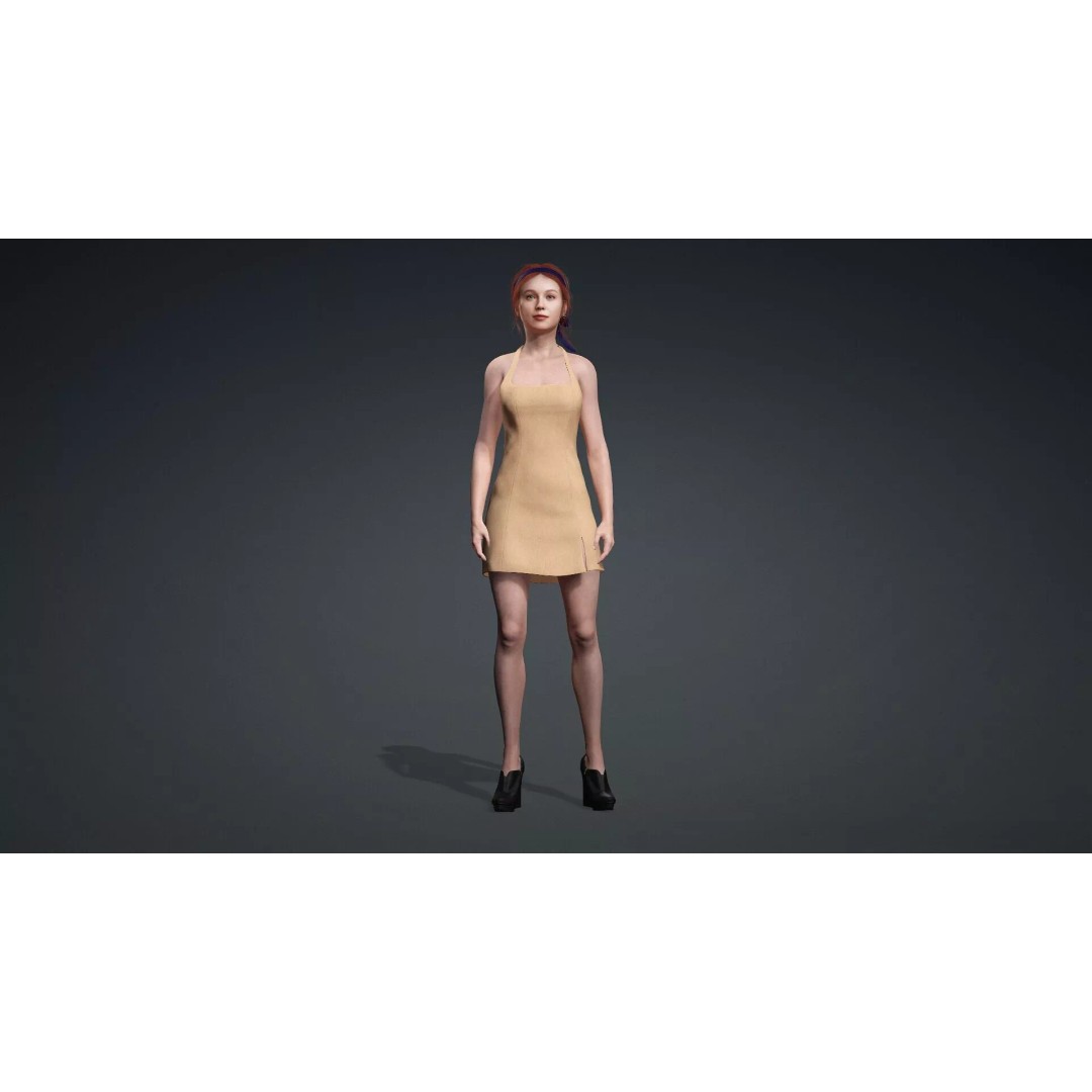 Stylized Girl Character 3D Model – Rigged PBR Asset for Animation - View 3