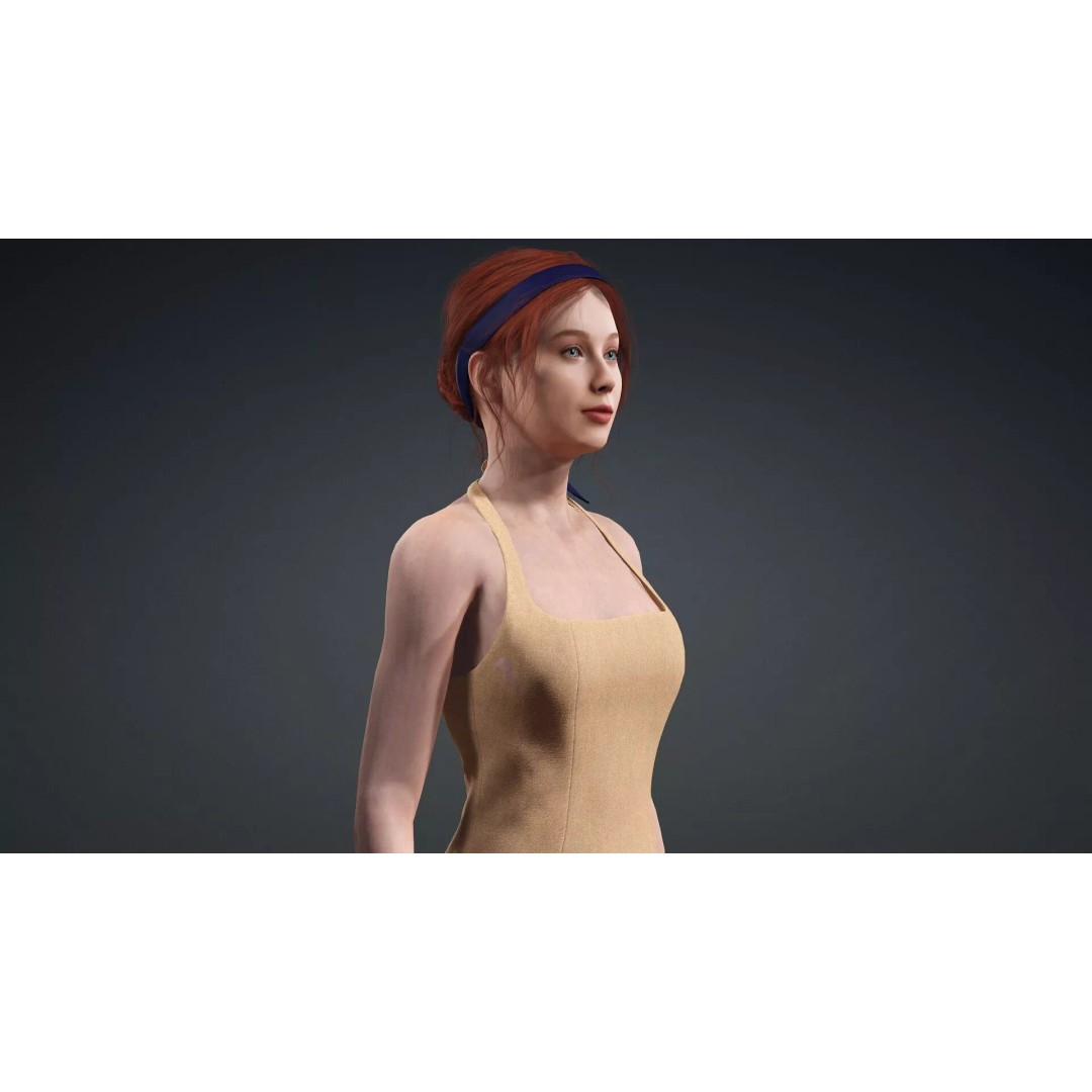 Stylized Girl Character 3D Model – Rigged PBR Asset for Animation - View 9