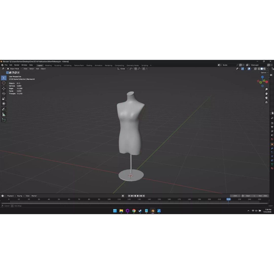High Poly Mannequin 3D Model – Stylized Display Asset, FBX, OBJ