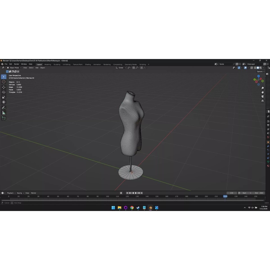 High Poly Mannequin 3D Model – Stylized Display Asset, FBX, OBJ - View 11