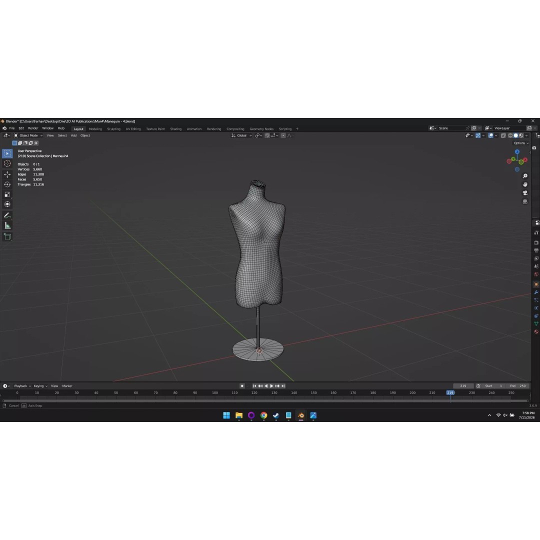 High Poly Mannequin 3D Model – Stylized Display Asset, FBX, OBJ - View 12
