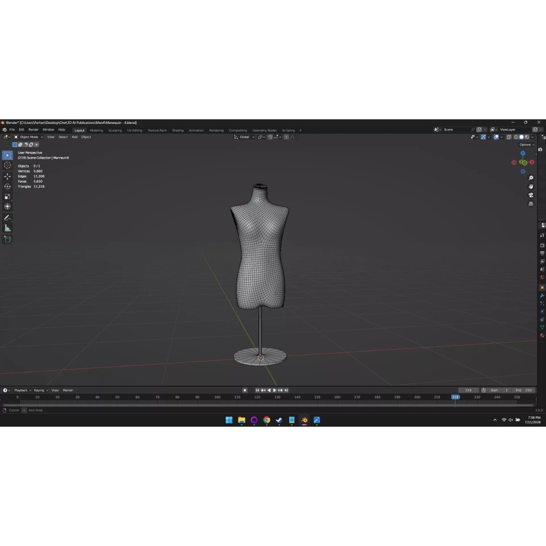 High Poly Mannequin 3D Model – Stylized Display Asset, FBX, OBJ - View 13
