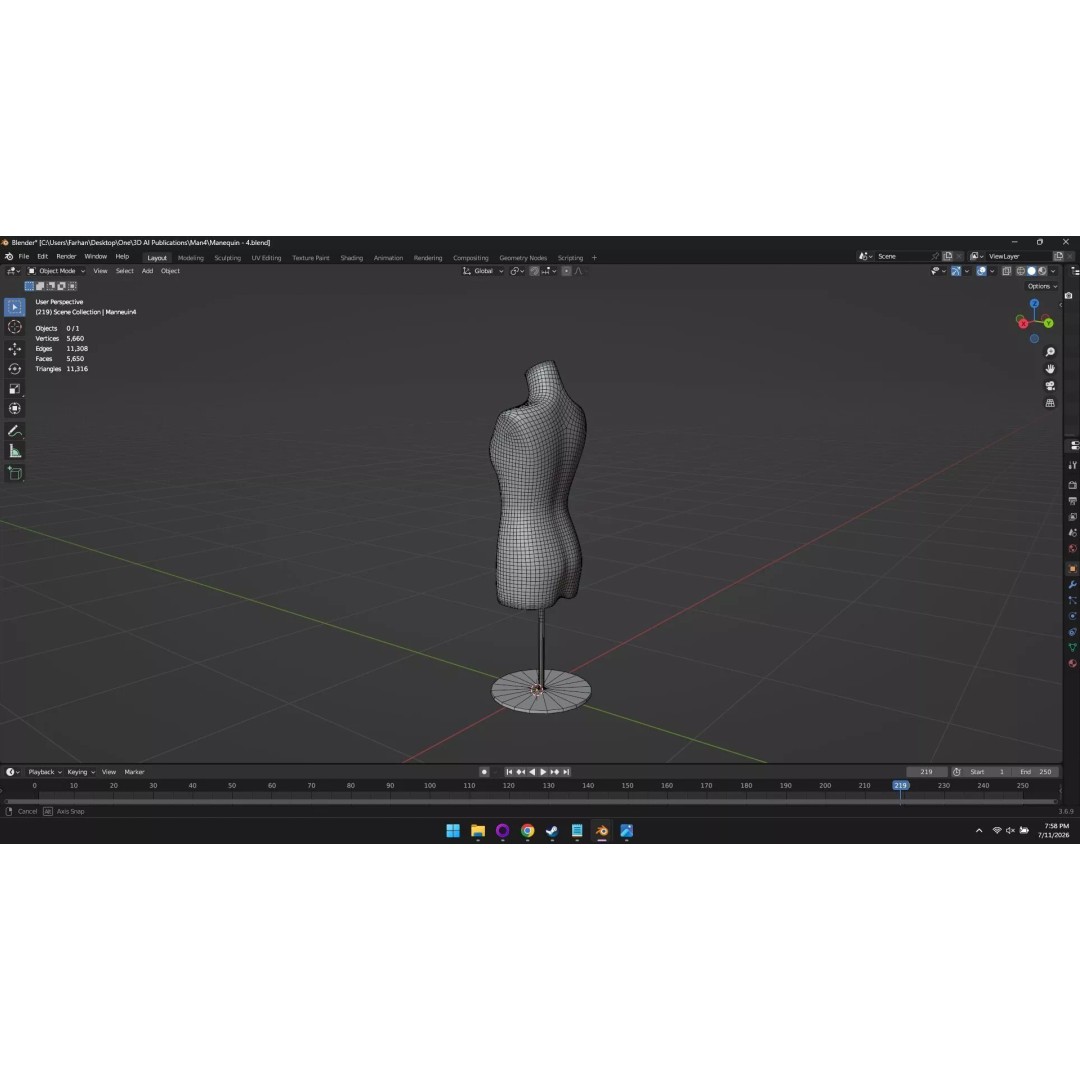 High Poly Mannequin 3D Model – Stylized Display Asset, FBX, OBJ - View 21