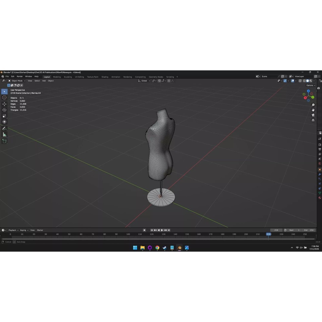 High Poly Mannequin 3D Model – Stylized Display Asset, FBX, OBJ - View 22