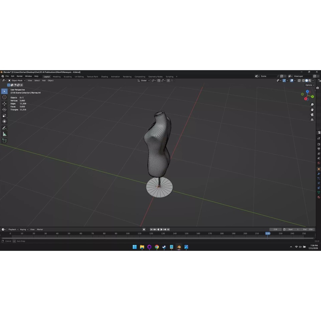 High Poly Mannequin 3D Model – Stylized Display Asset, FBX, OBJ - View 23