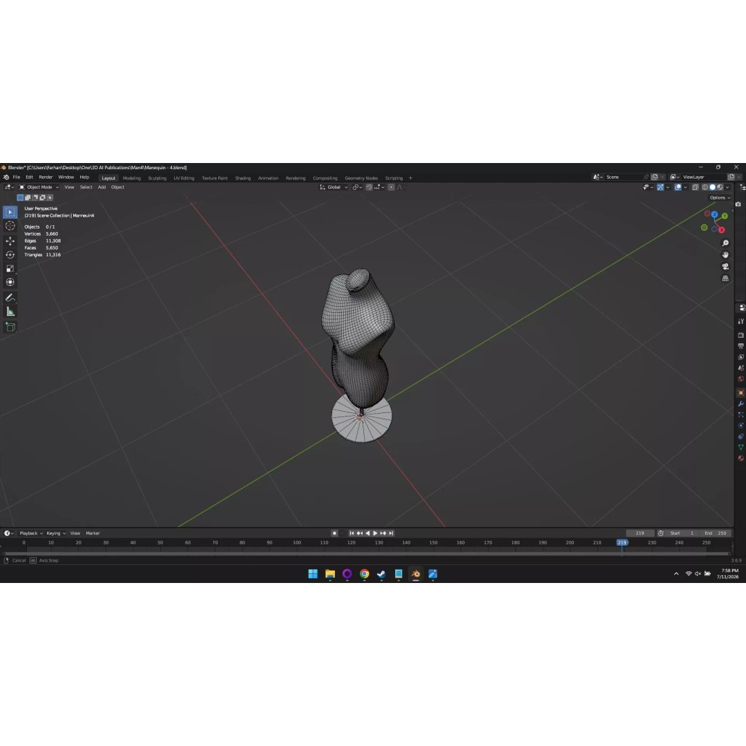 High Poly Mannequin 3D Model – Stylized Display Asset, FBX, OBJ - View 24