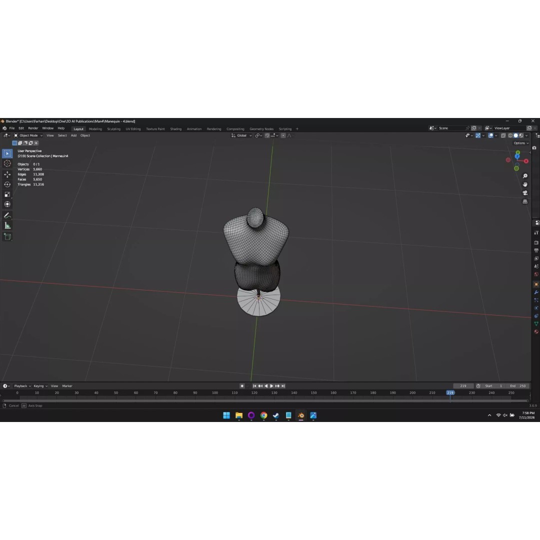 High Poly Mannequin 3D Model – Stylized Display Asset, FBX, OBJ - View 25
