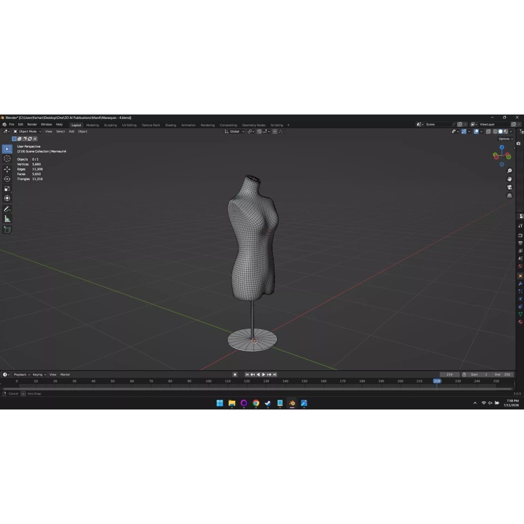 High Poly Mannequin 3D Model – Stylized Display Asset, FBX, OBJ - View 27