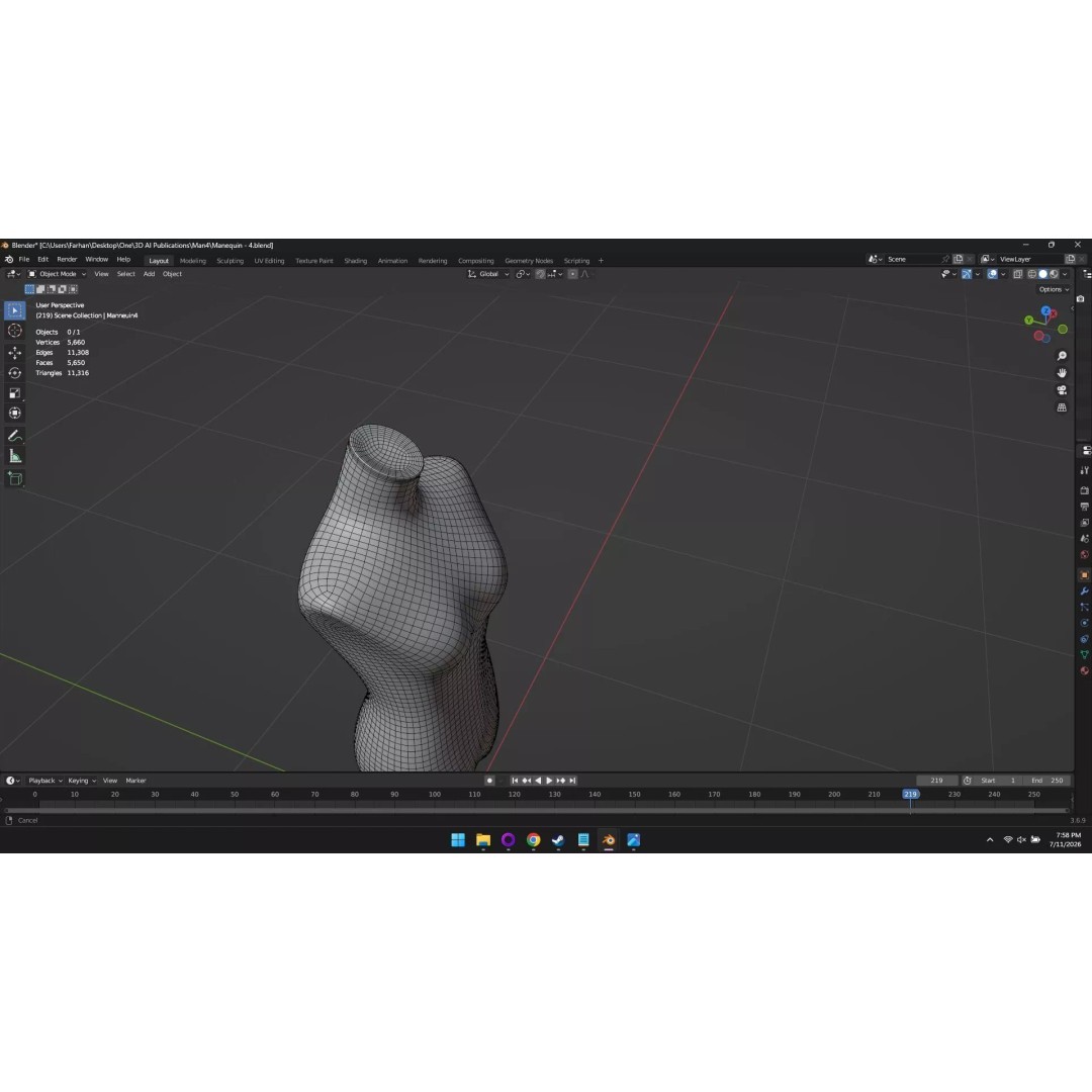 High Poly Mannequin 3D Model – Stylized Display Asset, FBX, OBJ - View 30
