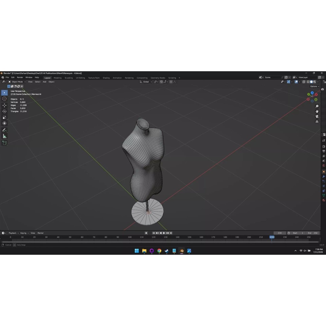 High Poly Mannequin 3D Model – Stylized Display Asset, FBX, OBJ - View 31