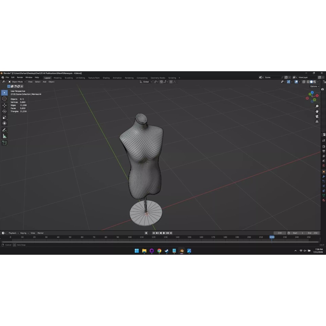 High Poly Mannequin 3D Model – Stylized Display Asset, FBX, OBJ - View 32