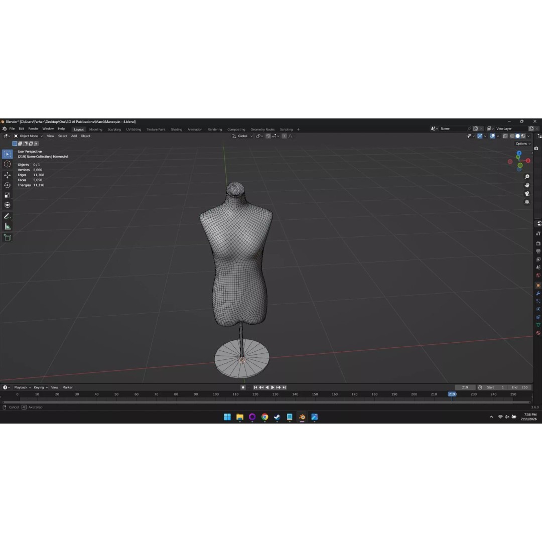 High Poly Mannequin 3D Model – Stylized Display Asset, FBX, OBJ - View 33