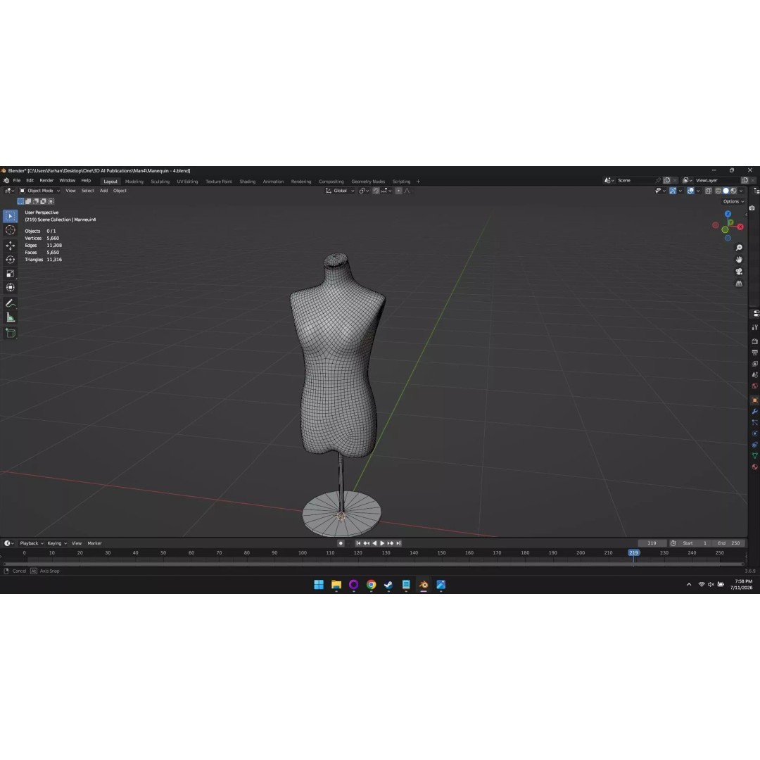 High Poly Mannequin 3D Model – Stylized Display Asset, FBX, OBJ - View 34