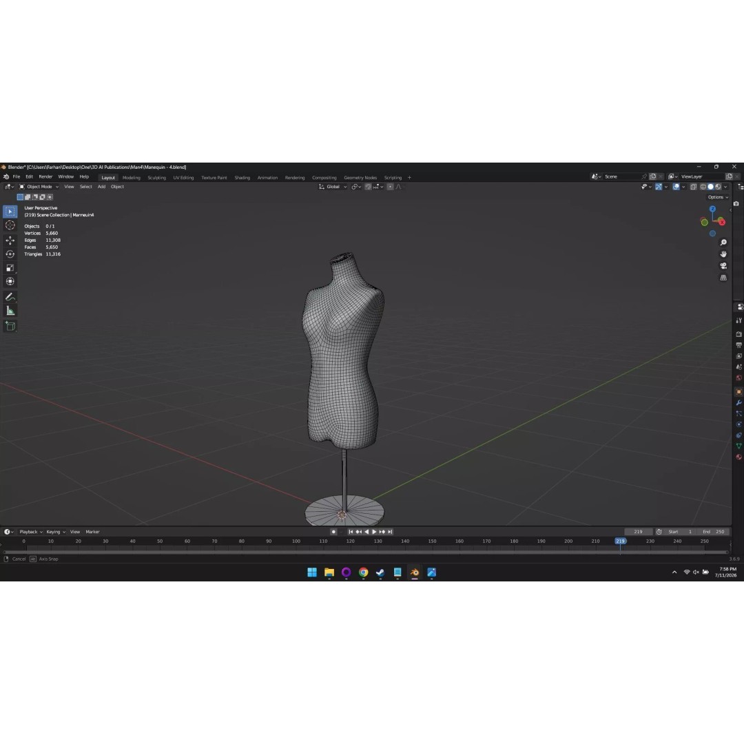 High Poly Mannequin 3D Model – Stylized Display Asset, FBX, OBJ - View 35