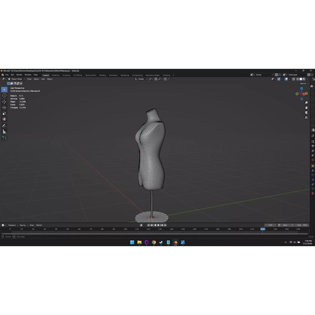 High Poly Mannequin 3D Model – Stylized Display Asset, FBX, OBJ - View 36