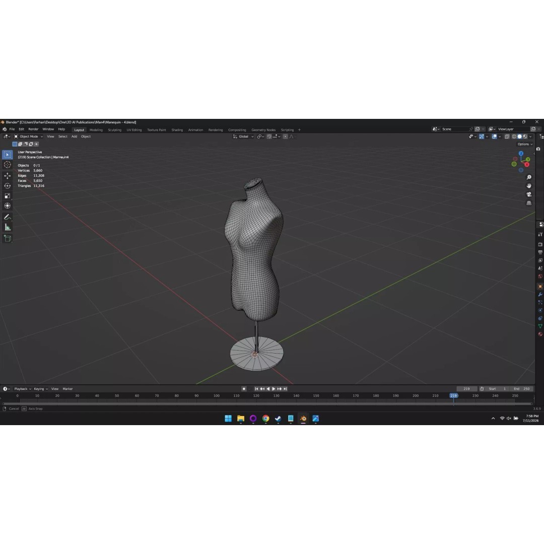 High Poly Mannequin 3D Model – Stylized Display Asset, FBX, OBJ - View 37