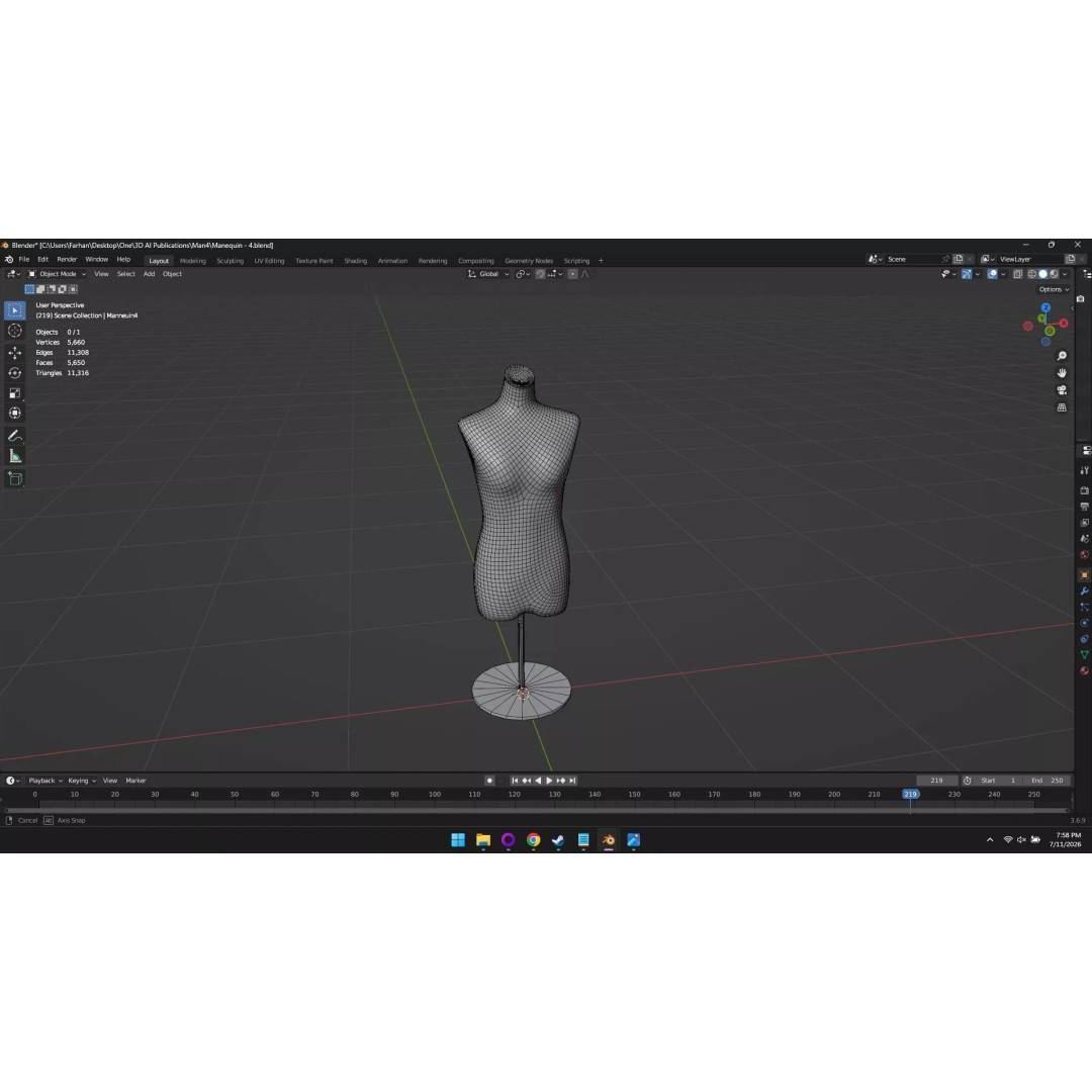 High Poly Mannequin 3D Model – Stylized Display Asset, FBX, OBJ - View 38