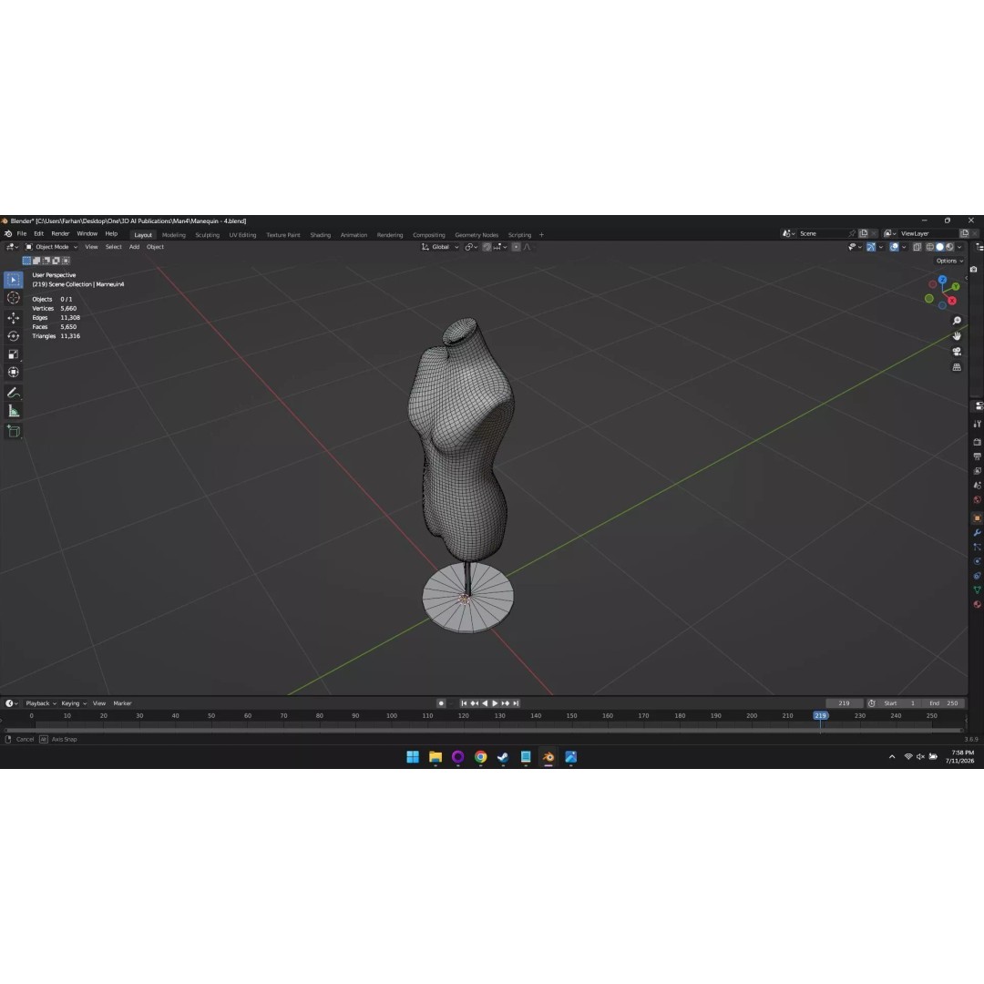 High Poly Mannequin 3D Model – Stylized Display Asset, FBX, OBJ - View 39