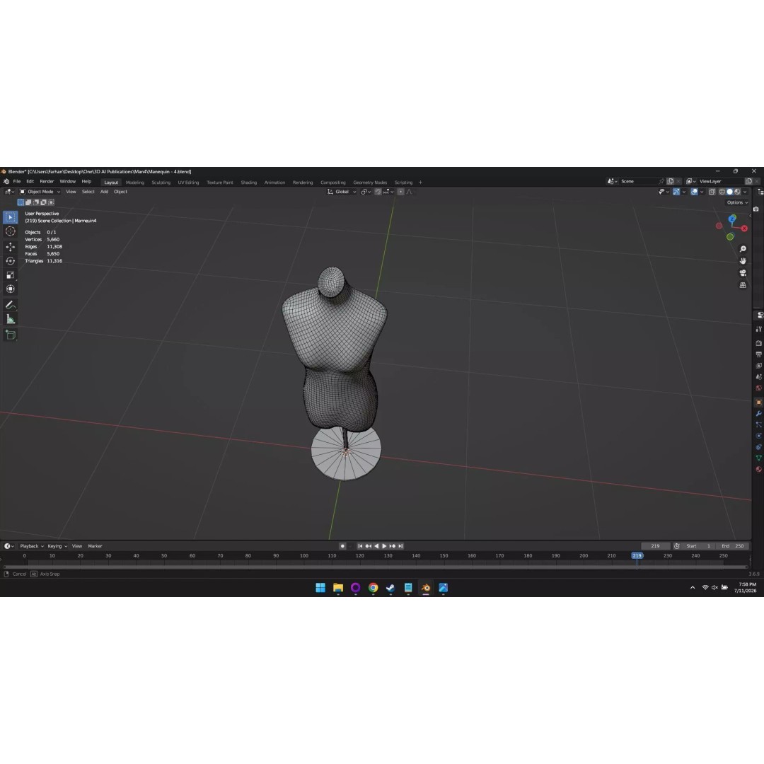 High Poly Mannequin 3D Model – Stylized Display Asset, FBX, OBJ - View 40
